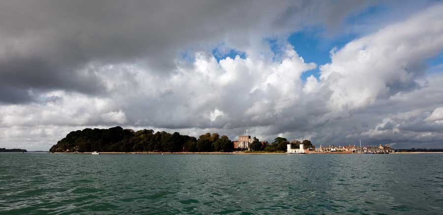 distant view of Brownsea Island from Sandbanks